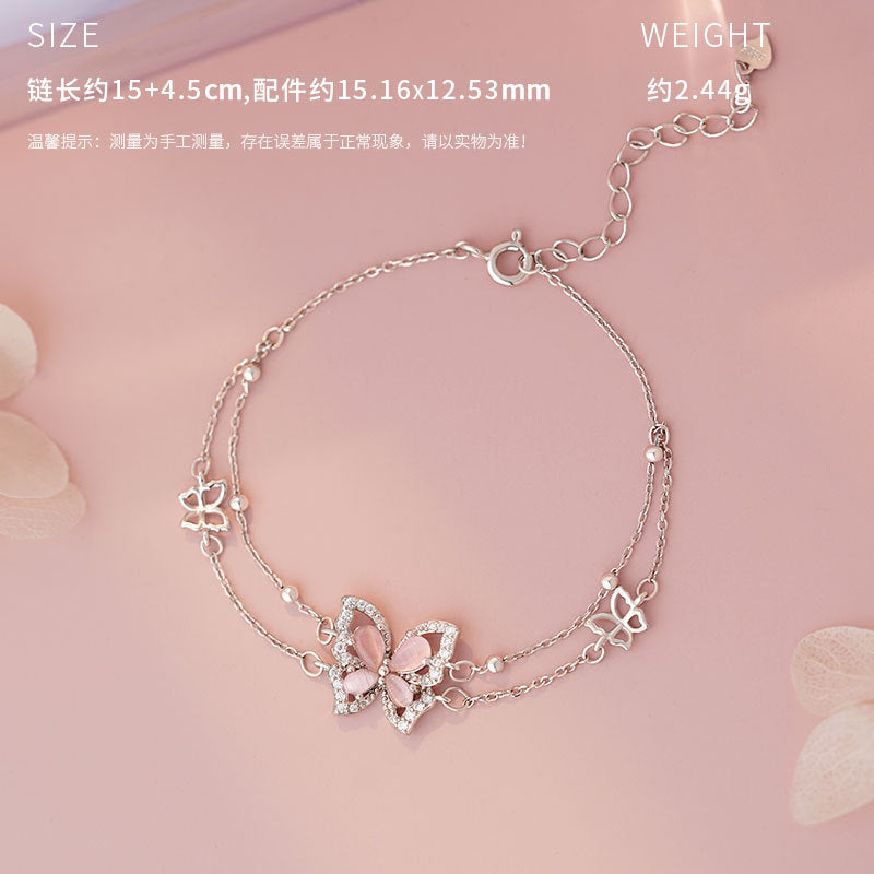 E廠【YC0617N】原創S925純銀甜美風粉蝶琦夢套裝 25.04-1