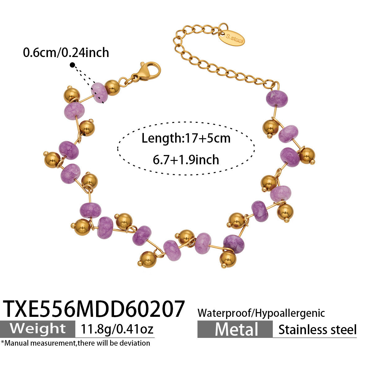 B廠【TXP556】歐美ins小眾時尚設計天然切割水晶石手工項鍊手鍊套裝不鏽鋼飾品
26.03-2