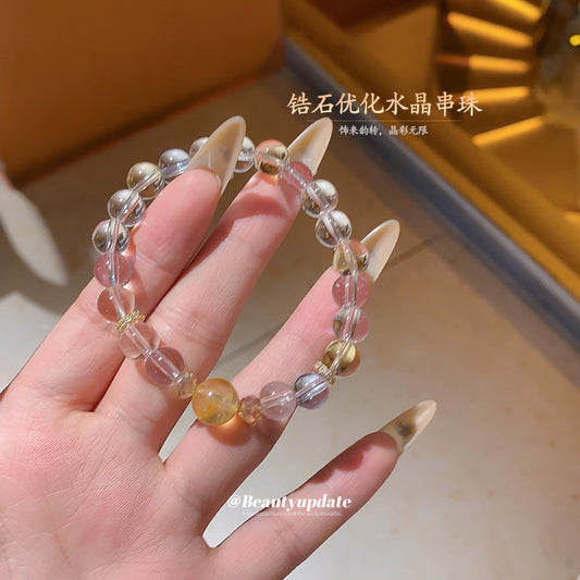 A廠【HB4091】鋯石優化白水晶串珠手鍊輕奢高級感時尚百搭手串設計感小眾手飾女 25.07-2