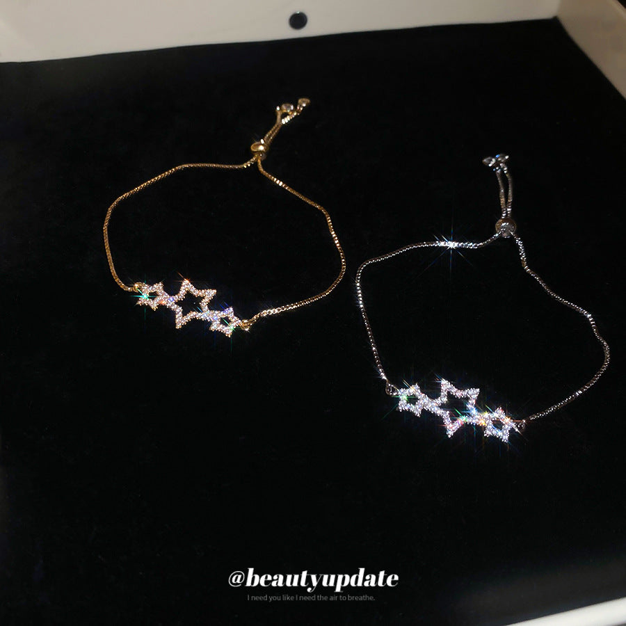 A廠【HB3619】不規則鋯石星星可調式手鍊輕奢高級感手環精緻時尚氣質百搭手飾女 25.03-3