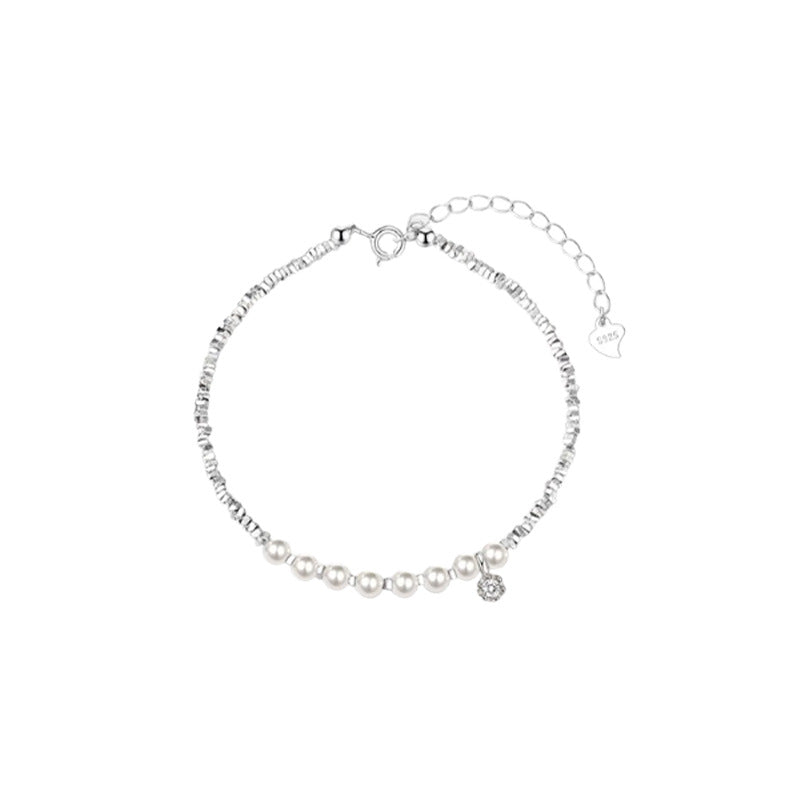 F廠【DQ0654S】S925純銀精緻簡約仿珍珠手鍊女ins風設計碎銀子小眾手飾 25.07-4