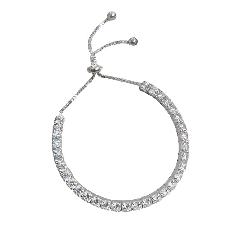 E廠【SB4165】S925純銀輕奢簡約四爪滿鑽手鍊女密鑲排鑽疊戴小紅書手飾ins 25.07-4