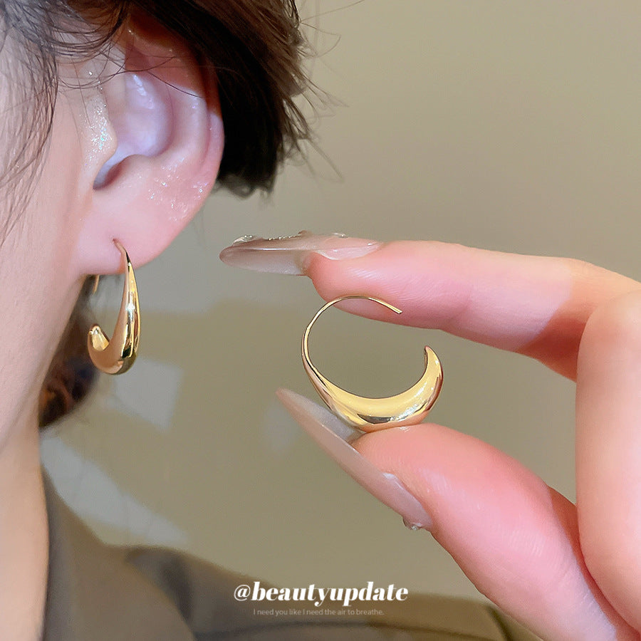 A廠【HE29001】14k真金電鍍歐美金屬感幾何橢圓形耳鉤時百搭耳環小眾設計感耳飾
 25.10-4