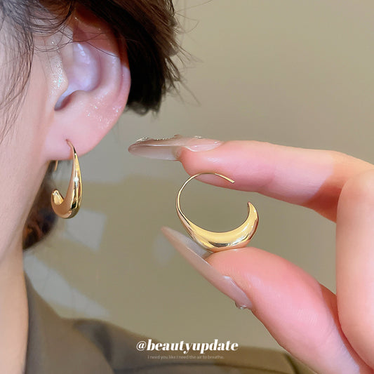 A廠【HE29001】14k真金電鍍歐美金屬感幾何橢圓形耳鉤時百搭耳環小眾設計感耳飾
 25.10-4