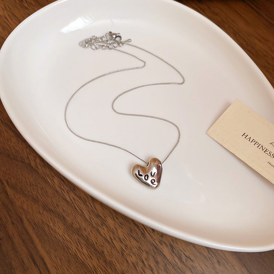 A廠【HN8944】歐美INS愛心吊墜項鍊復古小眾百搭鎖骨鏈輕奢高級感氣質項鍊 25.05-5