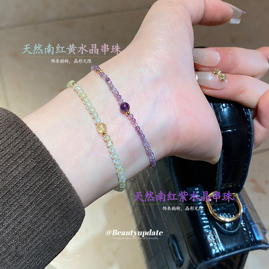 A廠【HB3607】天然南紅黃水晶串珠手鍊輕奢古風小清新手串新中式高級感手飾 25.03-4