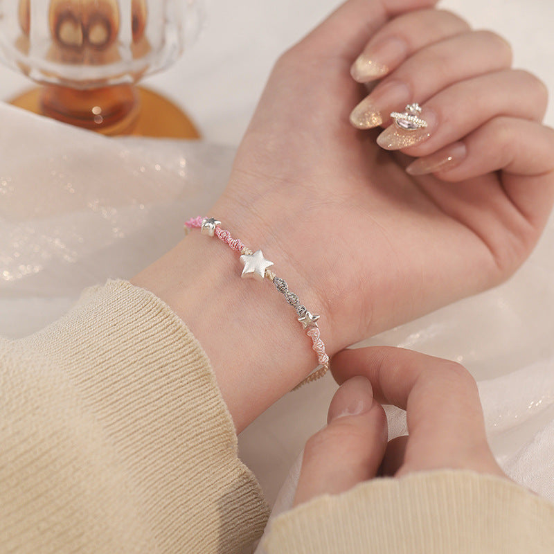 E廠【YC5446SL】S999足銀少女心三顆星星手鍊女甜美韓版超仙溫柔學生手鍊 25.02-3