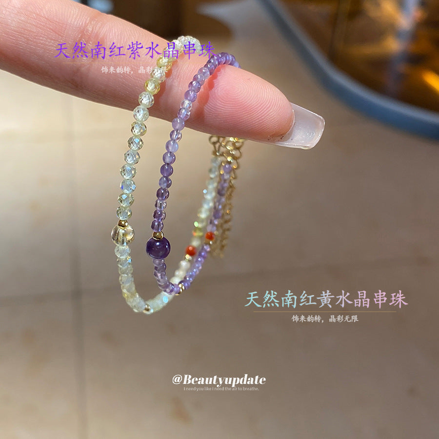 A廠【HB3607】天然南紅黃水晶串珠手鍊輕奢古風小清新手串新中式高級感手飾 25.03-4