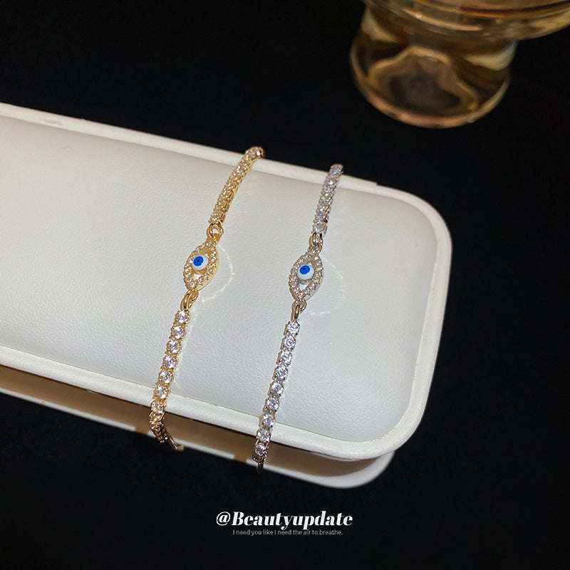 A廠【HB3489】鋯石超閃橢圓眼睛手鍊個性簡約高端氣質手環女輕奢高級感手飾 25.02-2