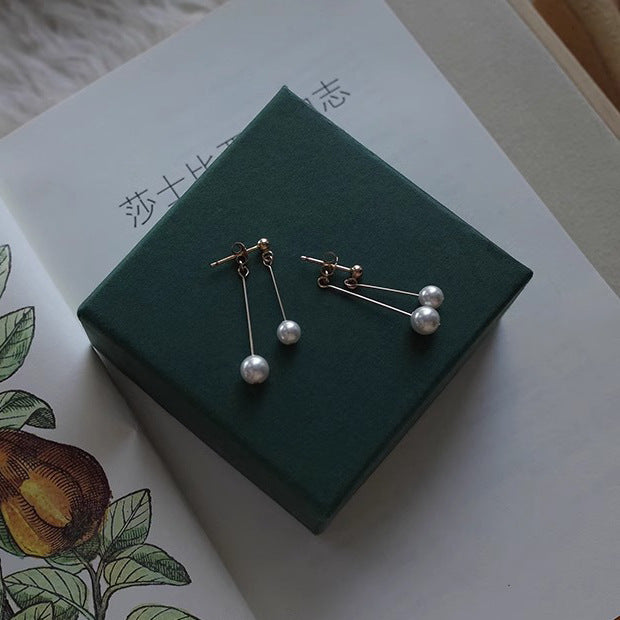 F廠【DQ11237E】S925純銀復古氣質後掛式仿珍珠耳環女輕奢流蘇韓國ins耳飾品 25.03-1