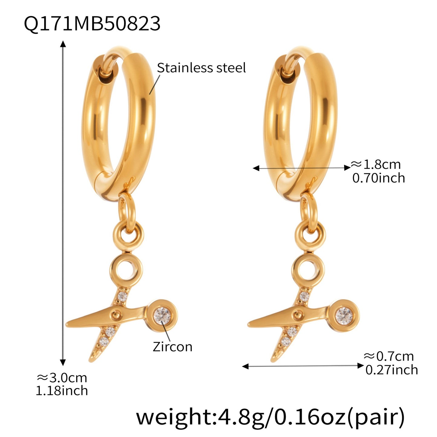 B廠【Q150】ins小眾設計感愛心鋯石吊墜耳環不鏽鋼鍍18k真金耳環不掉色 25.08-5