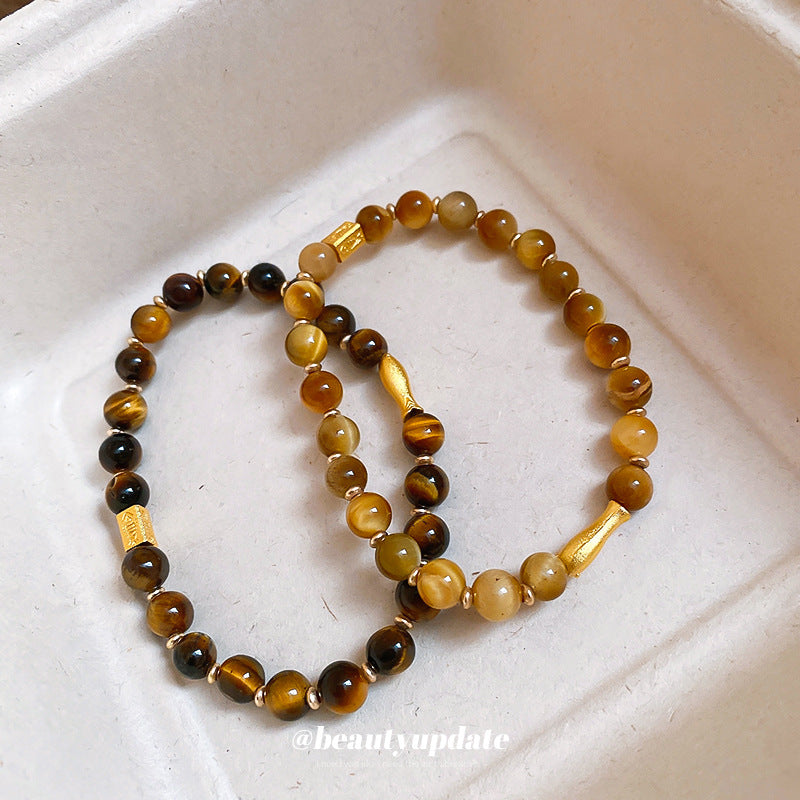 A廠【HB3237】全新中式錦鯉虎眼石款串珠手鍊美拉德小眾百搭手環輕奢高級感手飾女 24.11-2