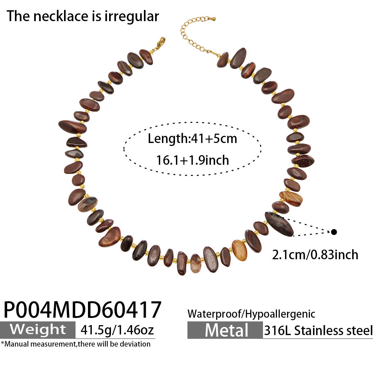 B廠【P003】歐美熱銷新款青金石手工串珠項鍊不規則天然石頸鍊跨境飾品不掉色
26.04-4