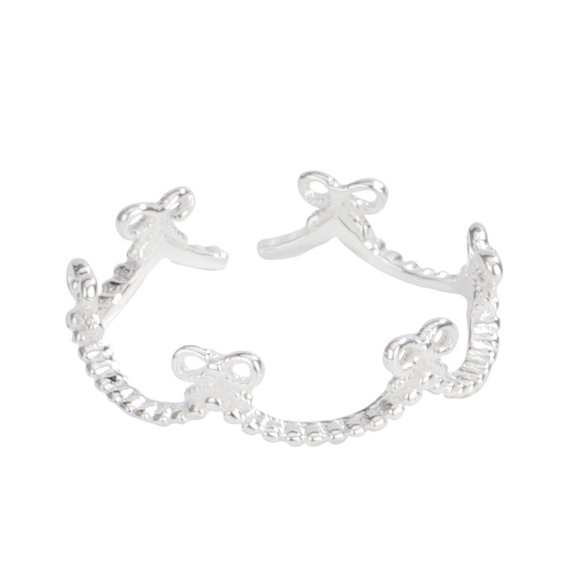 F廠【SR1332】甜美insS925純銀蝴蝶結戒指女小眾疊搭開口戒指環熱銷款手飾 25.05-5