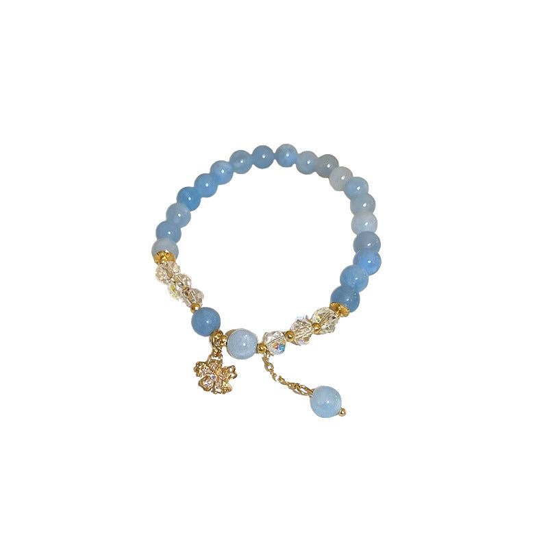 A廠【HB2684】小清新藍粉水晶花朵串珠手鍊復古個性優雅手串少女心甜美百搭手飾 24.06-2