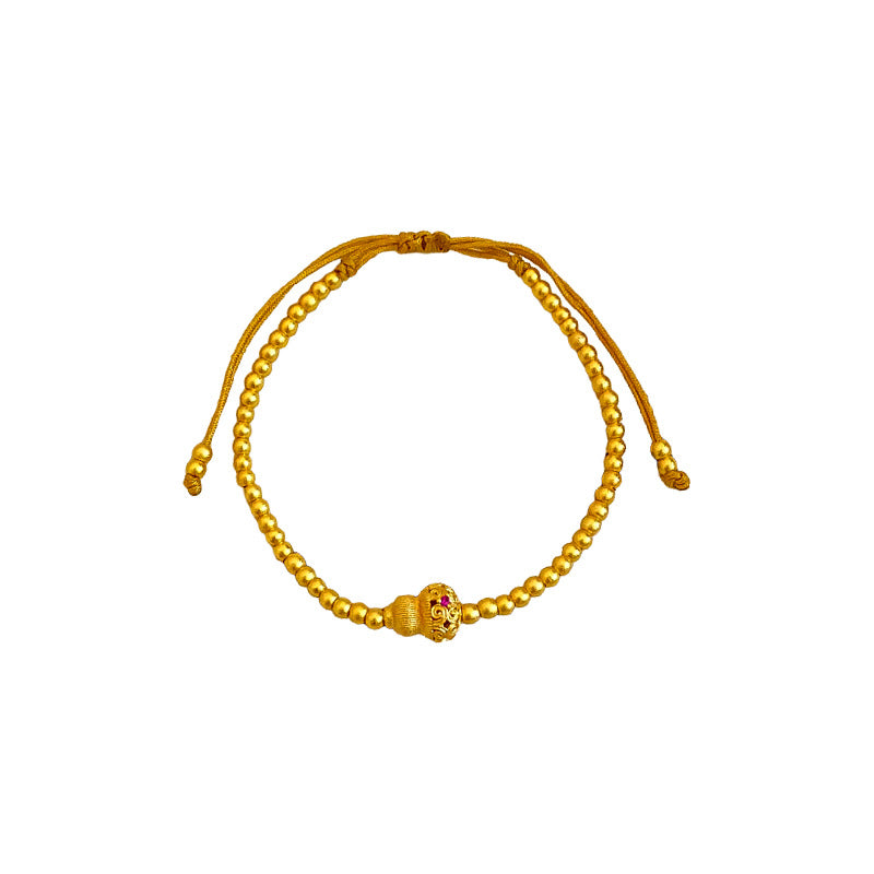 A廠【HB3369】沙金花朵南瓜新年紅繩手鍊輕奢高級感百搭手繩手環時尚氣質手飾 25.01-2