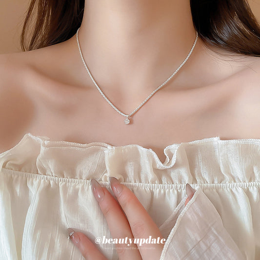 A廠【HN8598】素銀圓形吊墜項鍊氣質輕奢冷淡風小眾鎖骨鏈百搭高級感簡約頸鍊女 25.05-1