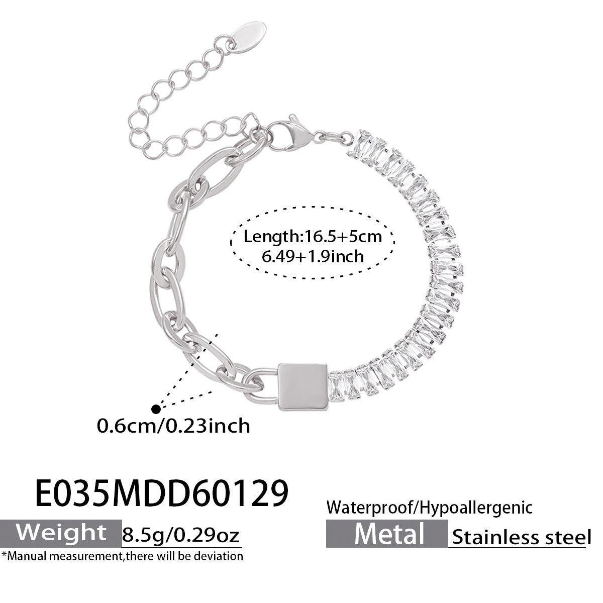 B廠【E035】ins冷淡風鎖頭鋯石拼接金屬鏈條手鍊歐美小眾輕奢時尚設計手飾品
26.02-1