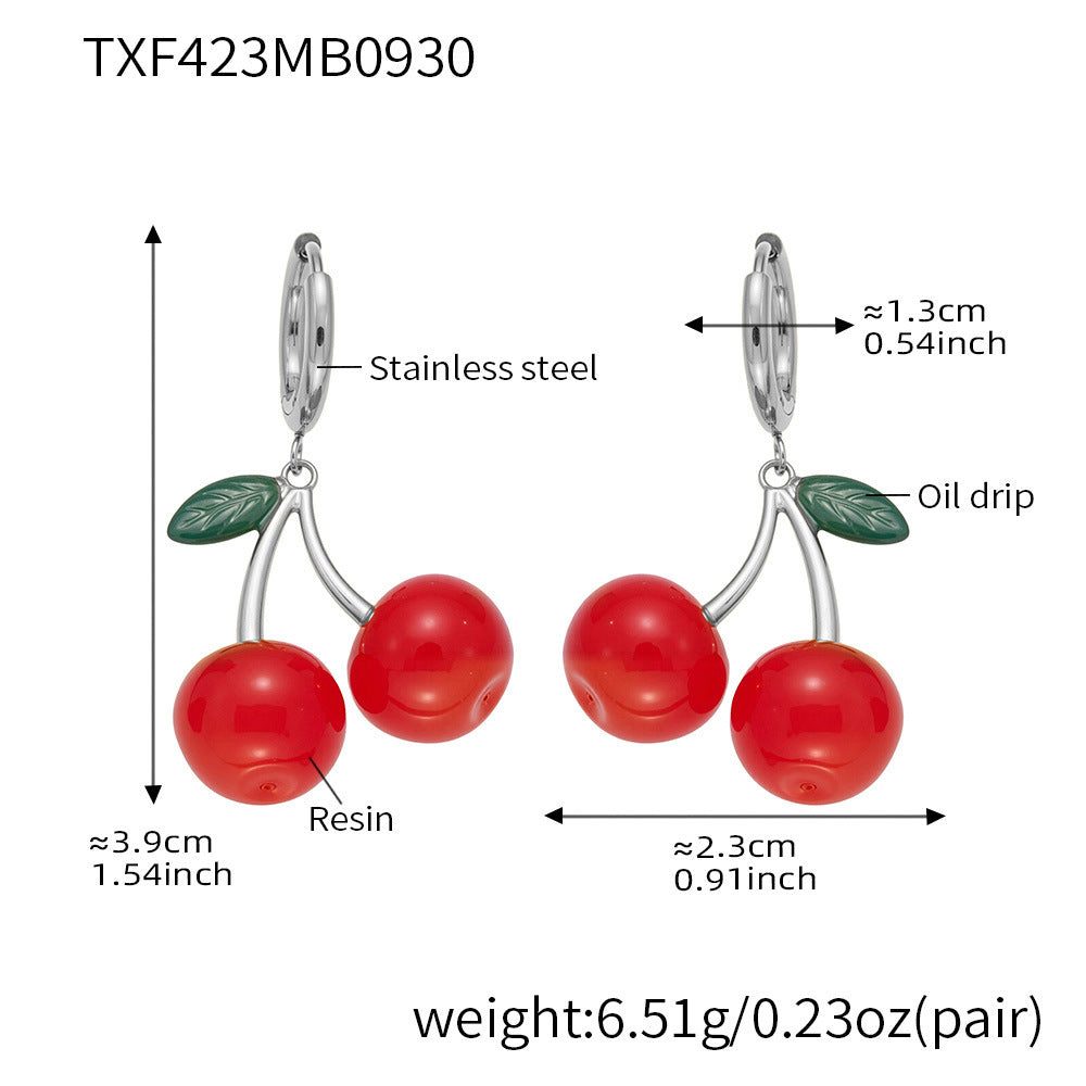 B廠【TXP423】 櫻桃項鍊潮趣水果耳環 ins網紅清新可愛少女時尚珠寶首飾
25.10-2