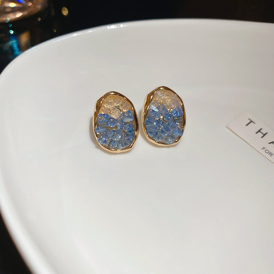 A廠【HE25949】925銀針祖母綠橢圓形水晶耳環女復古甜美精緻耳環輕奢高級感耳飾 25.04-3