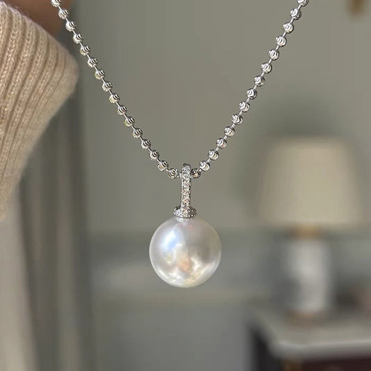 F廠【DQ1579N】輕奢小眾設計感仿珍珠項鍊女925純銀ins風單顆珍珠吊墜鎖骨鏈
 25.09-4