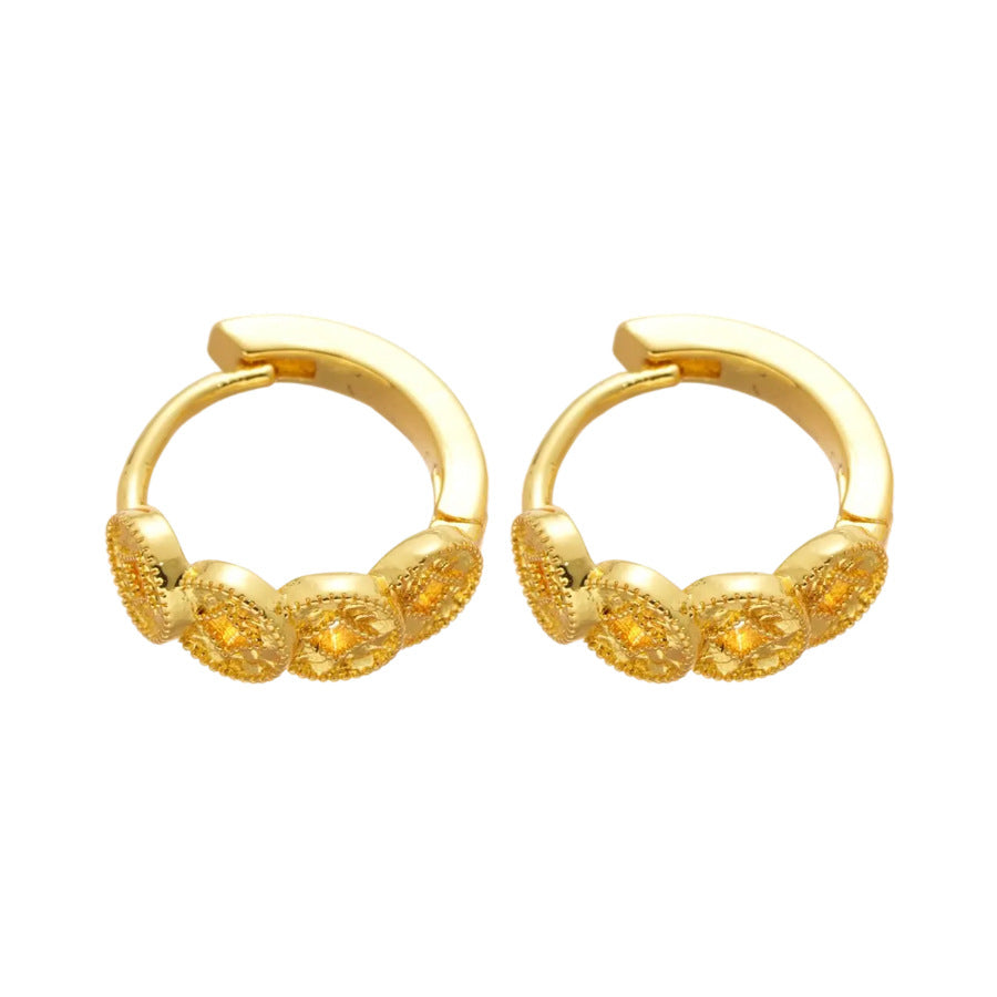 A廠【HE25742】18k真金電鍍銅錢圓扣復古精緻耳環女氣質百搭耳環輕奢高級感 25.04-2