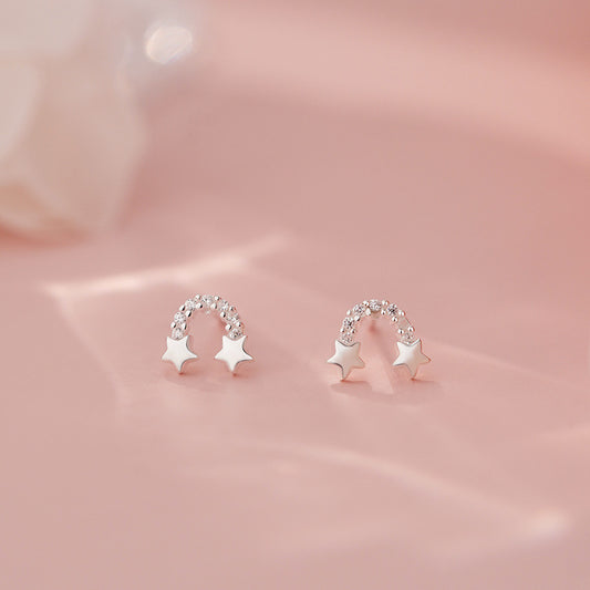 E廠【YC2449E】S999足銀星星耳環可愛童趣韓風ins氣質簡約甜美精緻耳飾 25.06-4