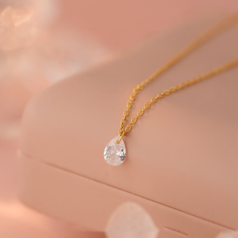 E廠【YC1505N】S925純銀輕奢水滴鋯石項鍊小眾簡約高級感小眾鎖骨鏈 25.03-4
