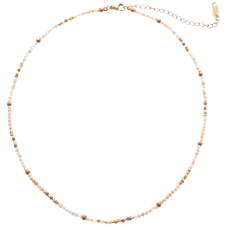 A廠【HN8769】鈦鋼貝殼珠串珠項鍊復古小眾設計鎖骨鏈優雅時尚簡約高級感項鍊女 25.05-3