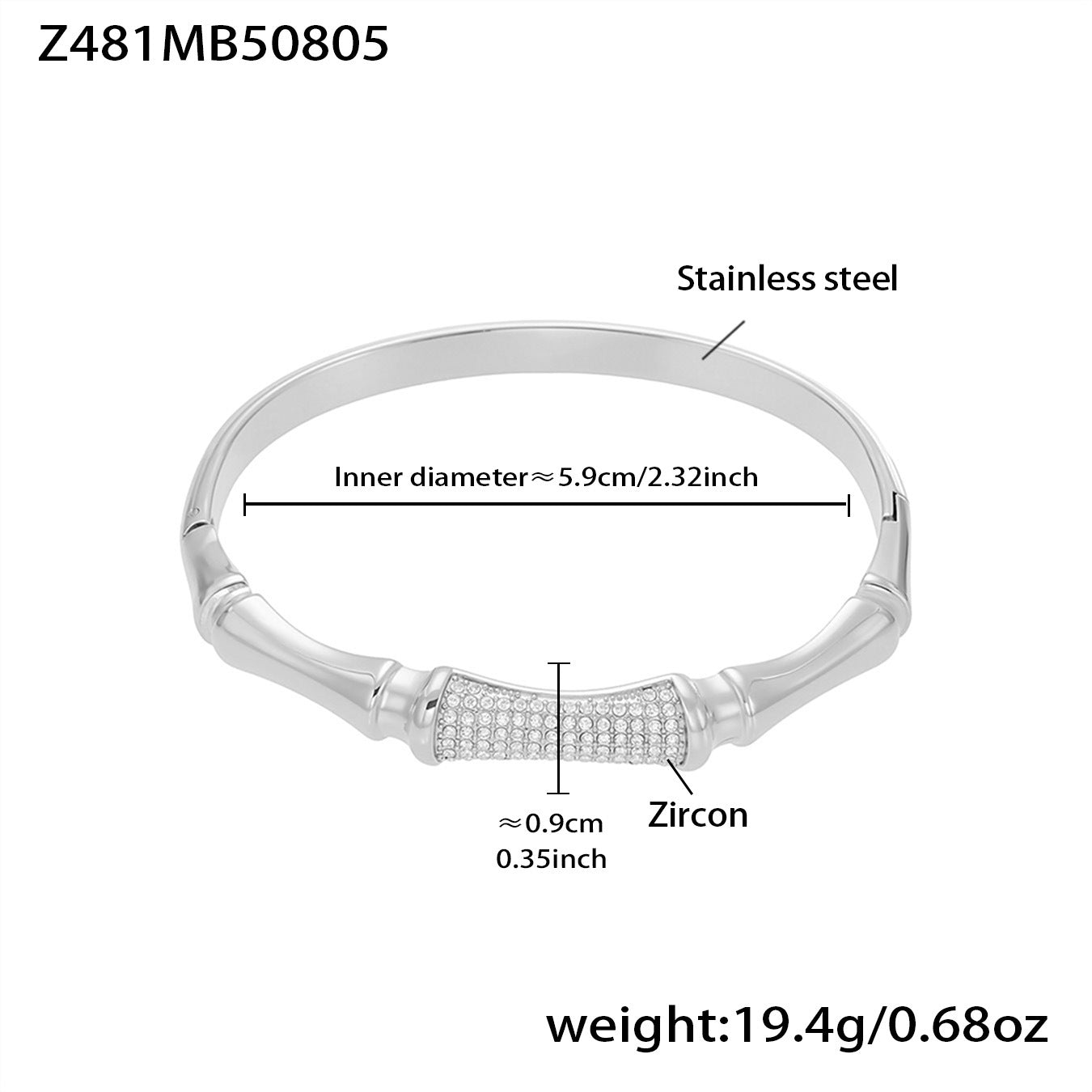 B廠【Z480】歐美新款飾品不鏽鋼竹節滿鋯石卡扣手鐲幾何交叉手鐲不掉色 25.08-3