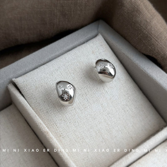 C廠【5973】這款上耳高級又好看!而且超百搭微鑲鋯石芒星豆豆耳環耳飾女 25.05-1