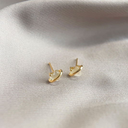 A廠【3533】玻璃貓眼石愛心迷你小耳環時尚通勤簡約心型星球甜美可愛小巧耳飾
26.02-4