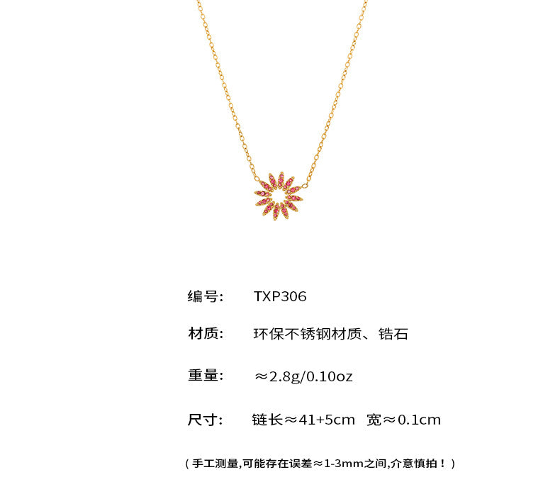 B廠【TXP306】超閃5A鋯石小鑽太陽花手鍊項鍊戒指組不銹鋼材質18k鍍金 25.07-2