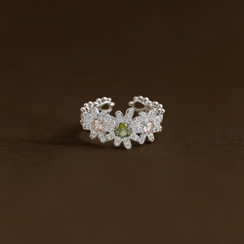 A廠【7499】時尚高級感厚鍍真金保色微鑲鋯石雛菊小花開口可調指環食指戒指
26.04-3