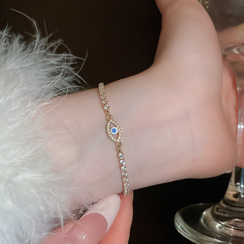 A廠【HB3489】鋯石超閃橢圓眼睛手鍊個性簡約高端氣質手環女輕奢高級感手飾 25.02-2