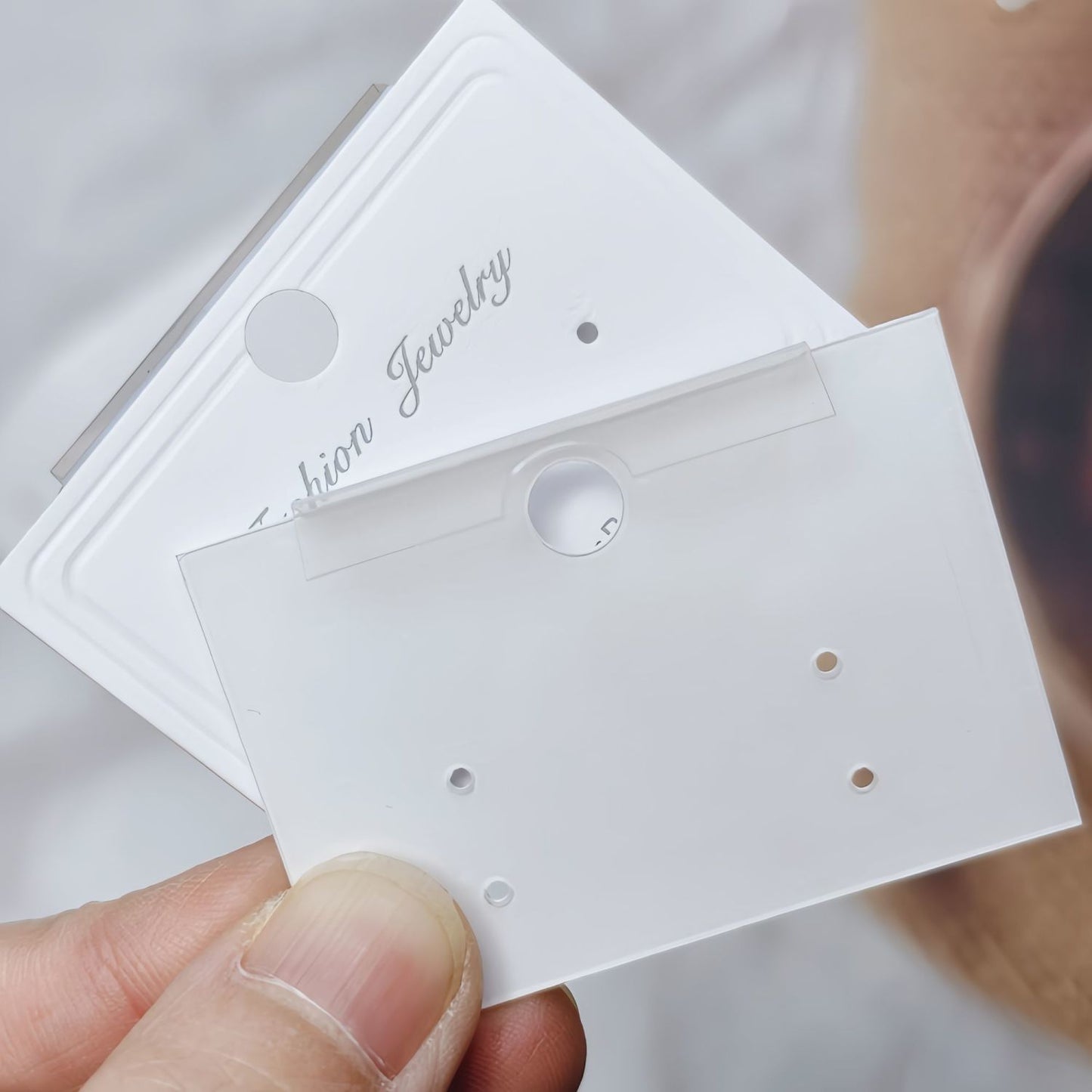 【不含飾品】【JC-2】耳環PVC卡高級耳飾塑膠卡耳環彎鉤一體展示掛卡白色簡約卡 24.07-2