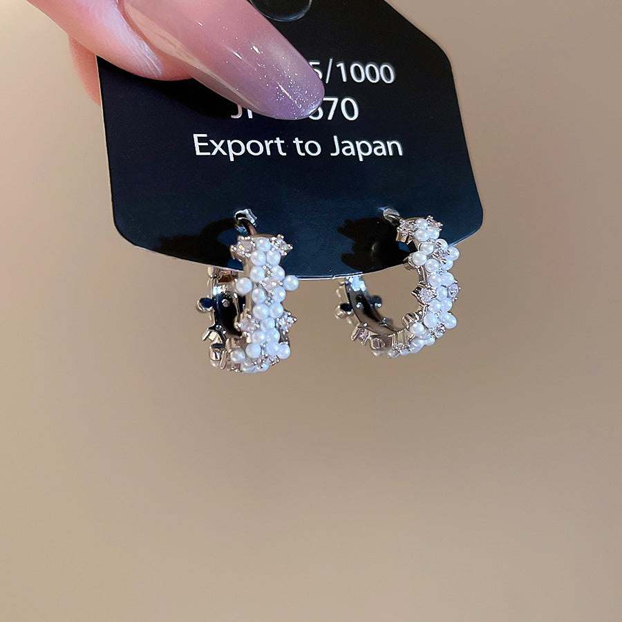 A廠【HE28829】14K真金電鍍鋯石珍珠幾何圓形耳扣優雅氣質耳環輕奢高級感耳飾女
25.10-1