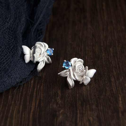 A廠【7413】原創霧面蝴蝶玫瑰花國潮新中式小眾設計新款耳環飾品
26.03-4