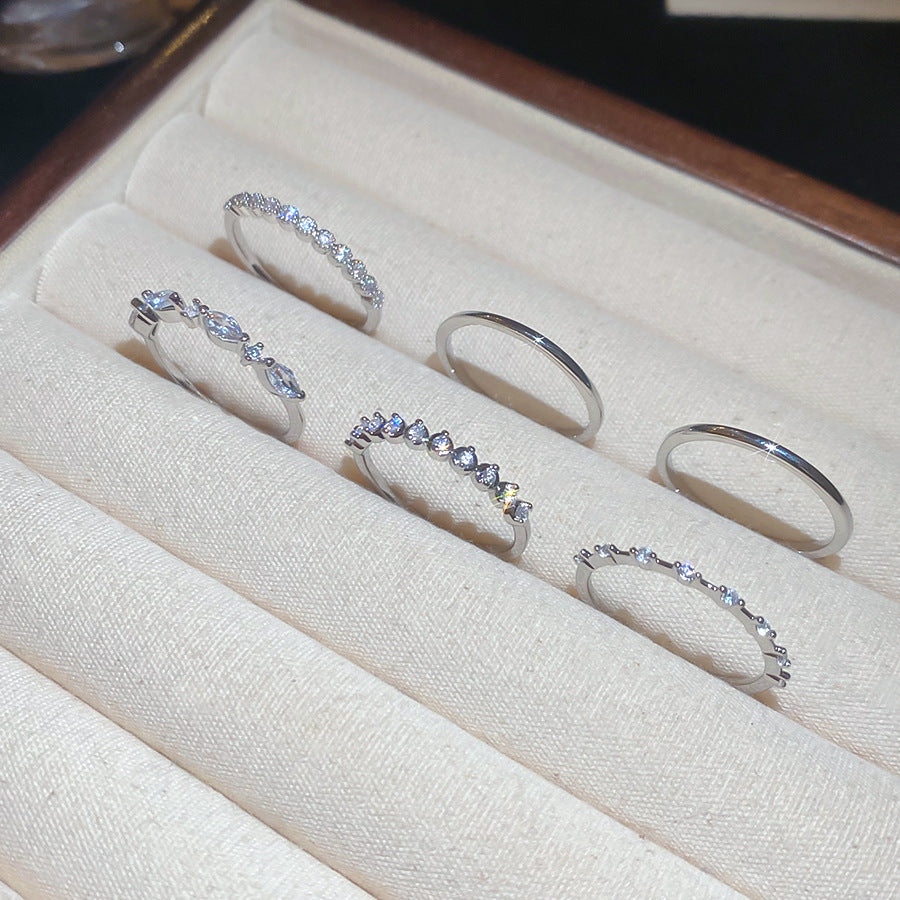 A廠【HR2759】鋯石幾何圓戒指六件歐美法式宮廷風百搭食指戒輕奢高級感指環
 25.10-4