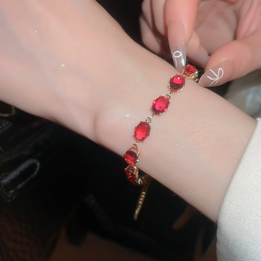 A廠【HB4615】超閃鋯石幾何橢圓形手鍊時尚簡約百搭氣質手環精緻輕奢高級感手飾
 25.10-1