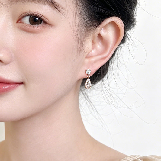 A廠【7542】鑲嵌鋯石時尚輕奢風高級感簡約通勤百搭國潮耳飾耳環飾品
26.04-4