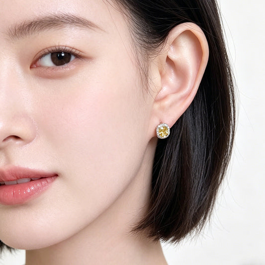 A廠【7541】實物很閃時尚高級感簡約方糖幾何方形鋯石耳環通勤百搭黃水晶耳飾
26.04-4
