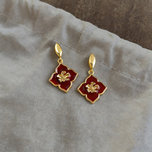 A廠【7334】文藝復古琺瑯滴釉法式簡約高級感幾何花朵耳環飾品
26.01-2