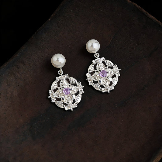 A廠【7403】原創小眾設計師款文藝復古法式新款鳶尾花紋樣耳飾飾品耳環女
26.02-1