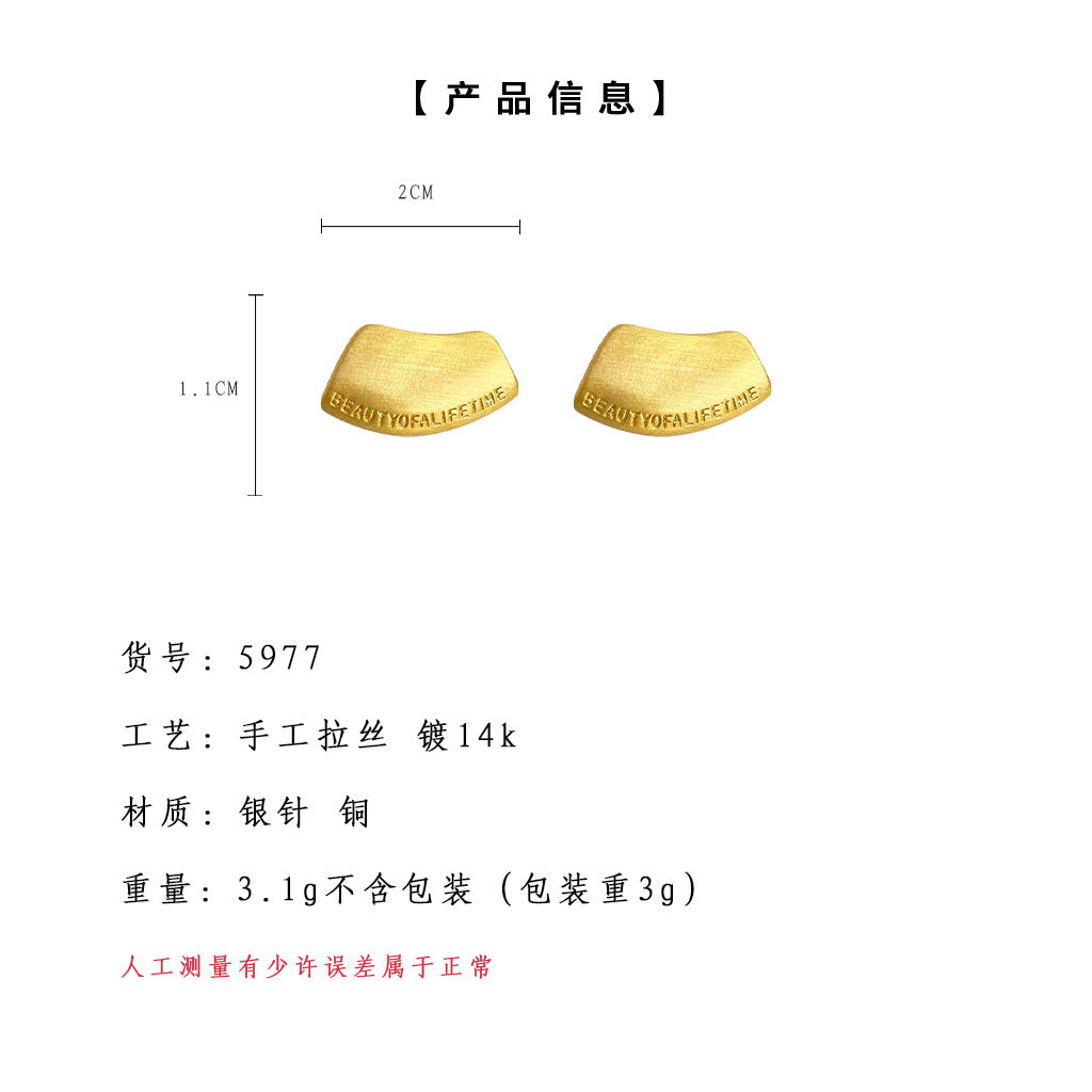 C廠【5977】時尚高級感925銀針拉絲質感幾何異形不規則字母耳環耳飾 25.05-1