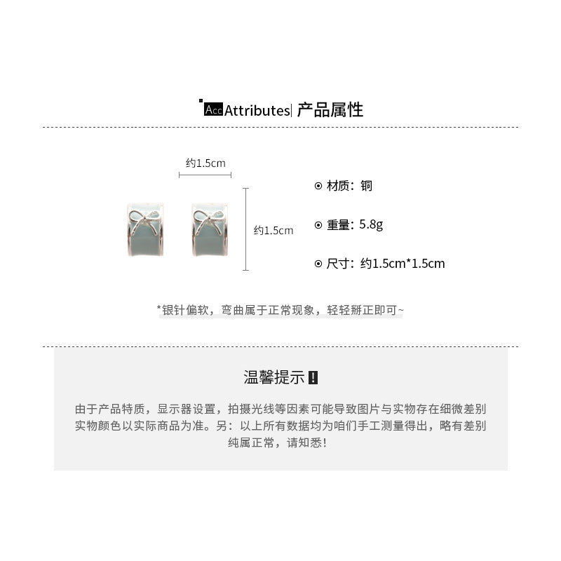 A廠【HE27079】925銀針滴油蝴蝶結C型耳環超仙清新甜美個性百搭耳環小眾高級感耳飾 25.06-2