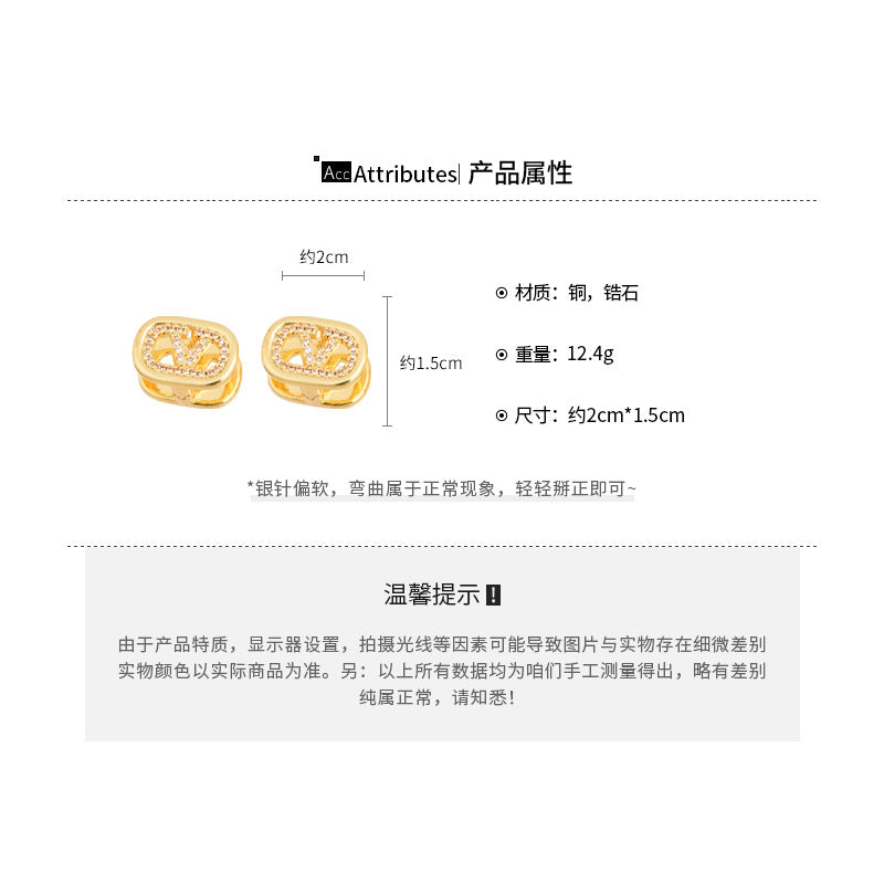 A廠【WE4175】18k真金電鍍鋯石橢圓字母雙面耳扣法式宮廷風耳環輕奢高級感耳飾
25.09-1