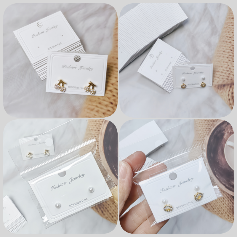 【不含飾品】【JC-2】耳環PVC卡高級耳飾塑膠卡耳環彎鉤一體展示掛卡白色簡約卡 24.07-2