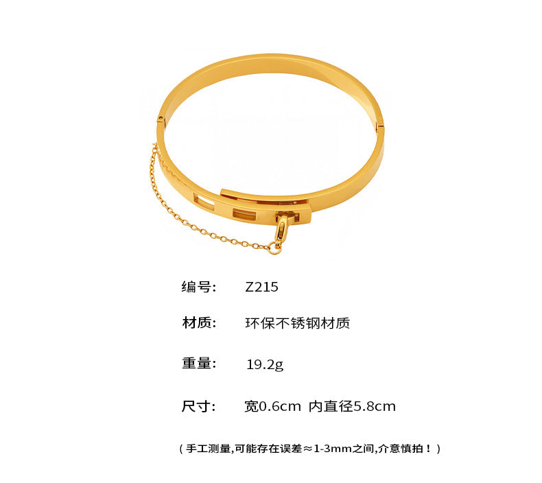 B廠【Z215】INS風夏季時尚手飾不鏽鋼鏈條幾何扣環手環18k鍍真金不掉色 25.06-4