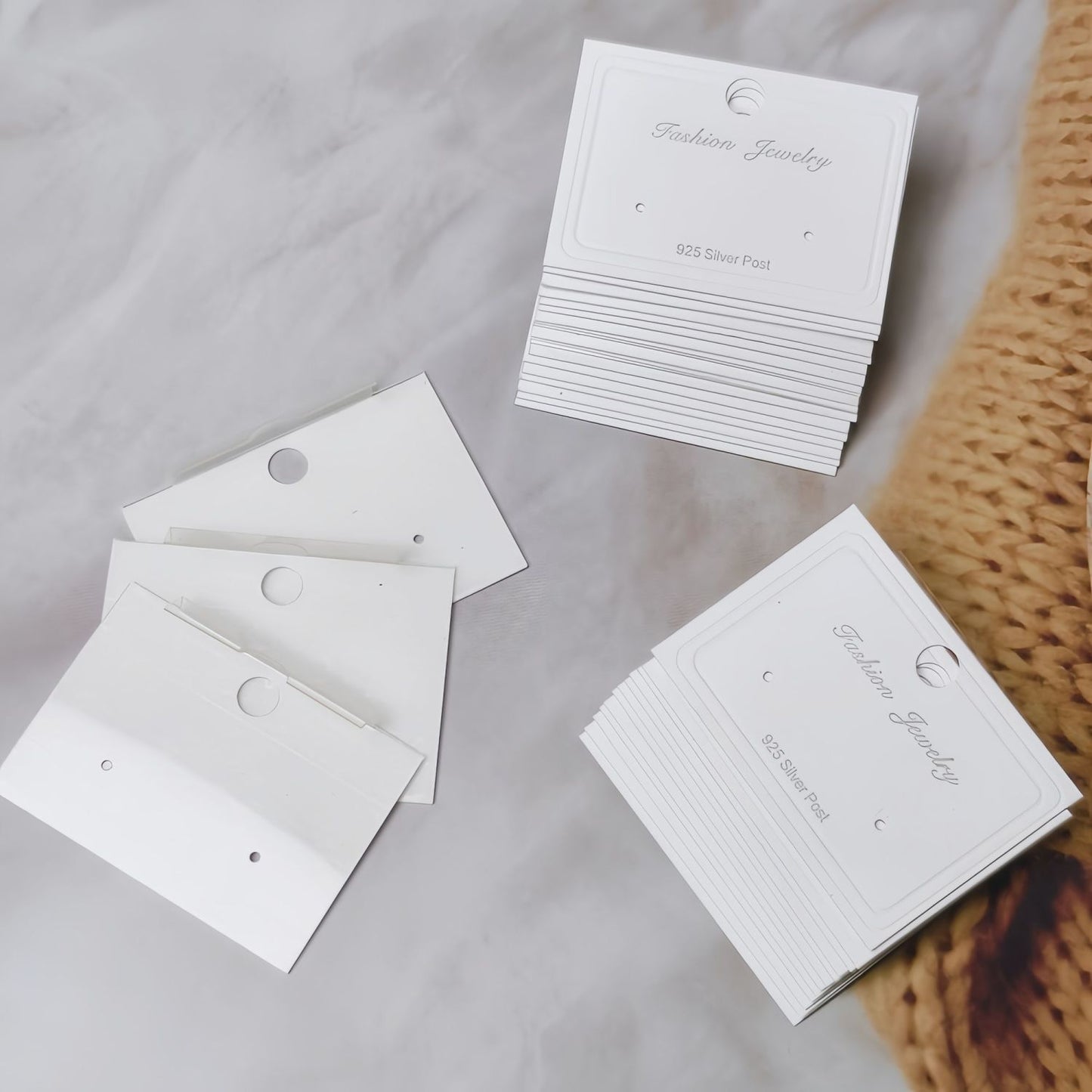 【不含飾品】【JC-2】耳環PVC卡高級耳飾塑膠卡耳環彎鉤一體展示掛卡白色簡約卡 24.07-2